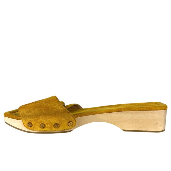 Veronica Beard Davina Suede Slip-On Sandals in Saffron Yellow Leather Size 8 - Picture 6 of 12